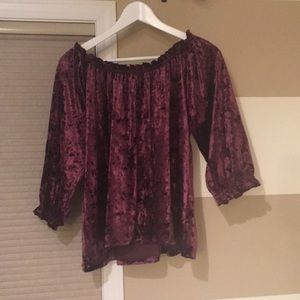 Gap off the shoulders velvet shirt